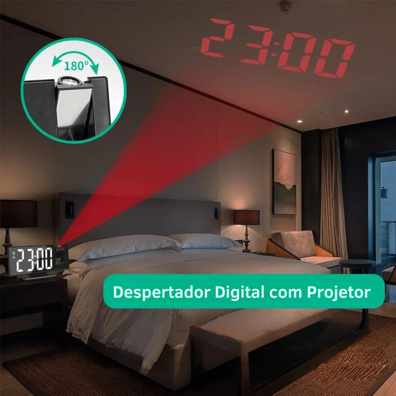 Despertador Digital com Projetor LED 3D – Alarm Logy