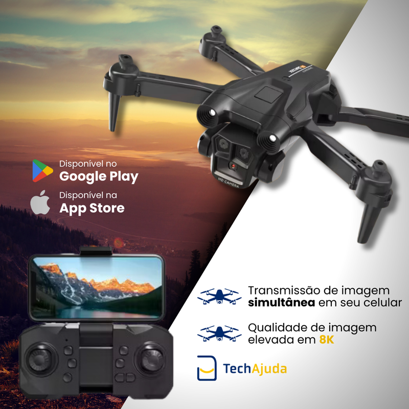 Drone Profissional com 3 Câmeras HD 8K - Rox M4 Triple + Brinde Exclusivo