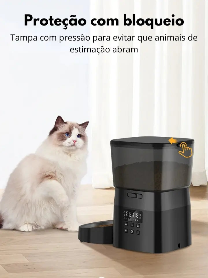 Alimentador Automático para Pets 2L Rojeco com proteção com bloqueios na tampa