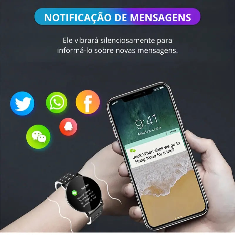 Smartwatch à Prova D'água com notificação de mensagens