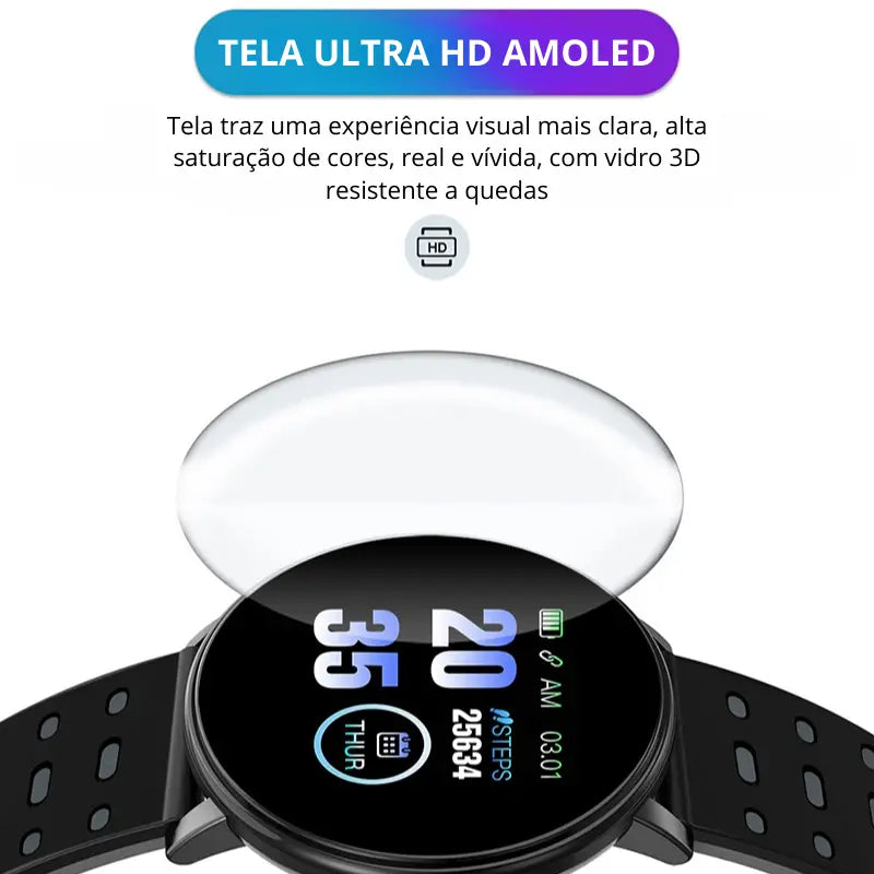 Smartwatch à Prova D'água com tela amoled