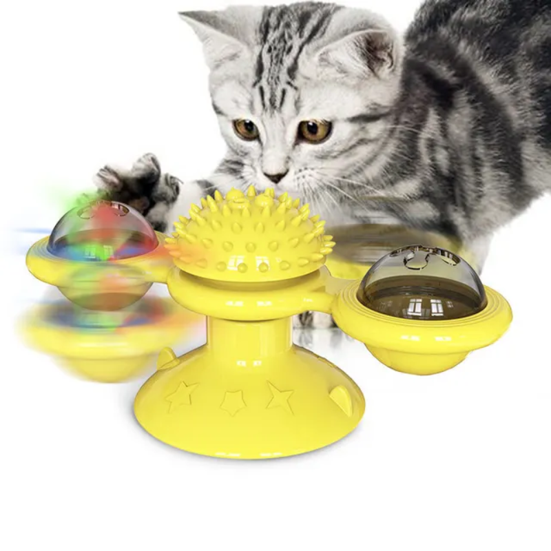 Brinquedo para Gatos de Moinho de Vento CatPlay Toy cor amarelo