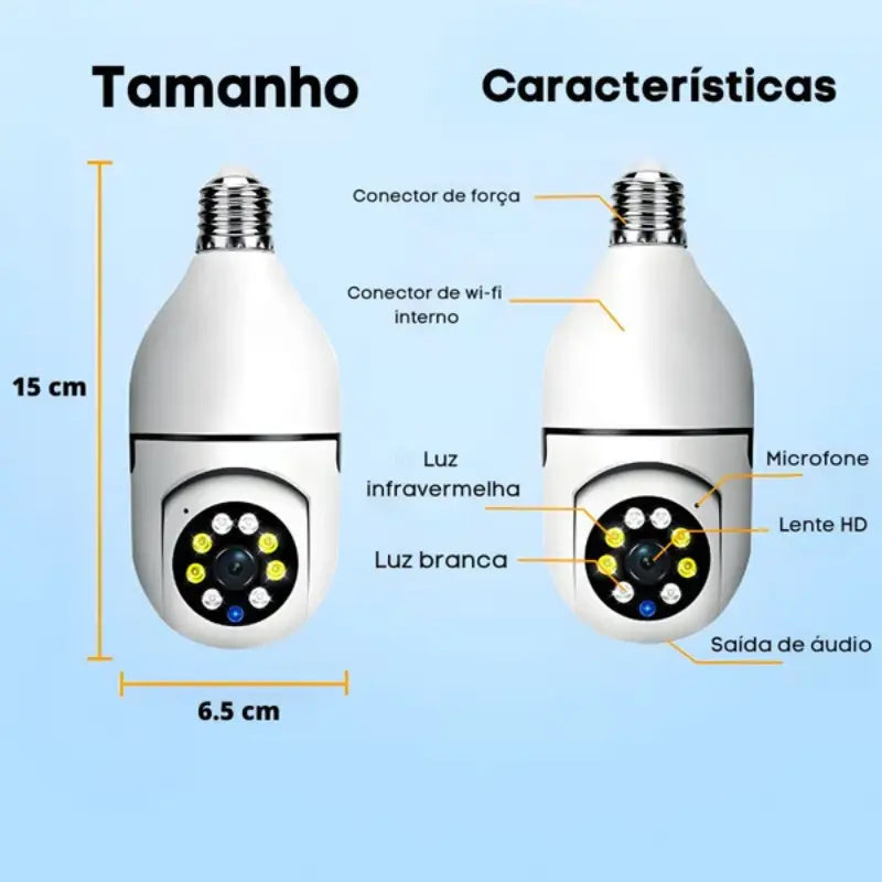 Medidas e características da Câmera de Segurança Inteligente Full HD com WI-FI - SpyHouse