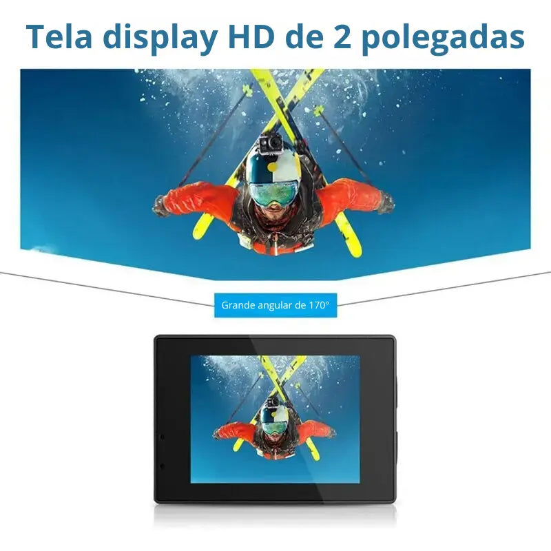 Câmera de Ação HD À Prova D'água com tela display HD