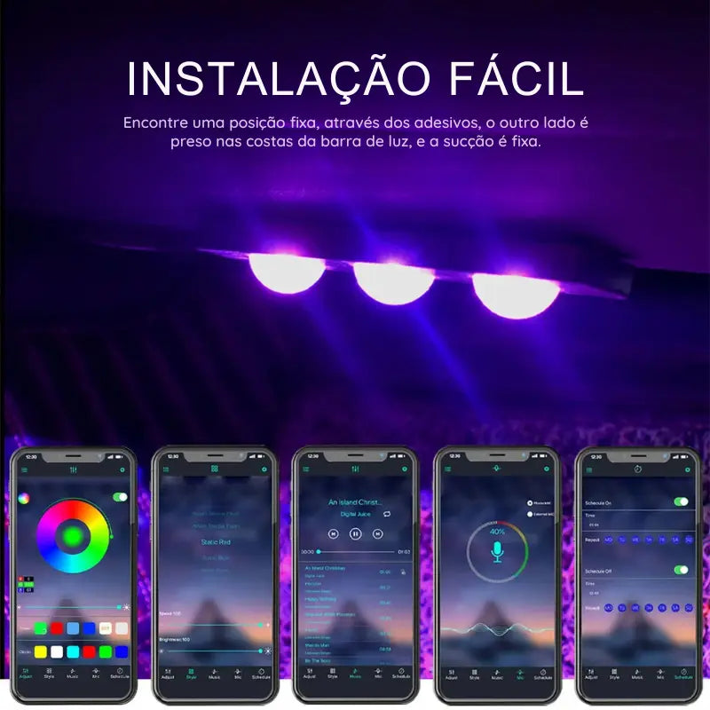 Kit 4 Led Interior do Carro RGB - Atmosfera Tech