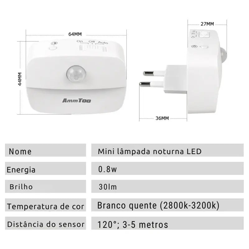 Lâmpada com Sensor de Presença Noturno Bivolt - Iluminação Inteligente