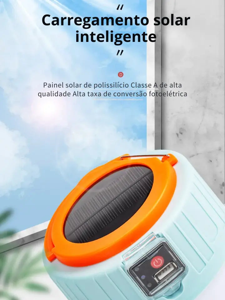 Lâmpada Solar Led À Prova D'água com Carregador de Celular