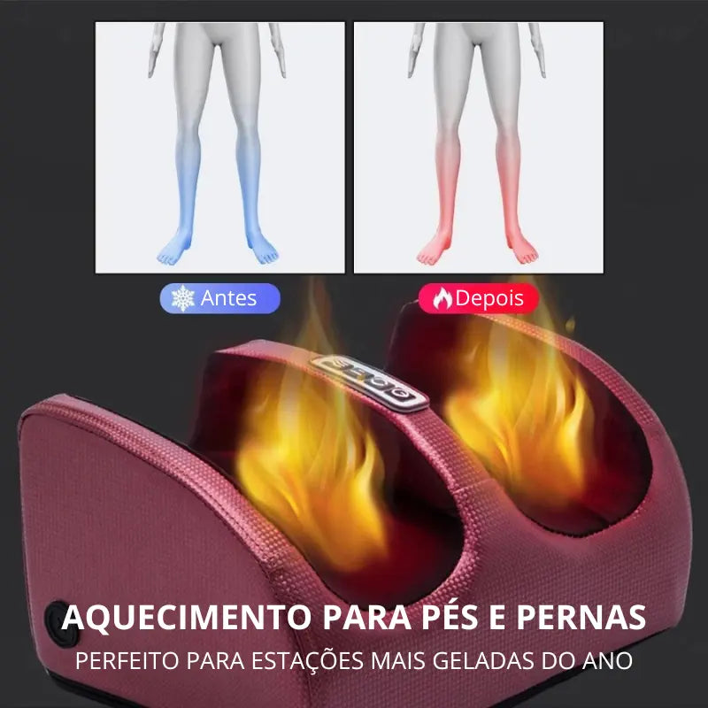 Massageador Pés Pernas Bivolt Terapia Shiatsu com Aquecimento, perfeito para as estações mais geladas do ano