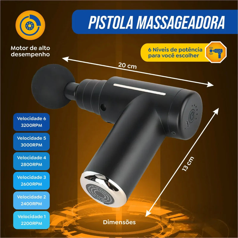 Massageador Muscular Elétrico Portátil - Pistola Massageadora Relaxante