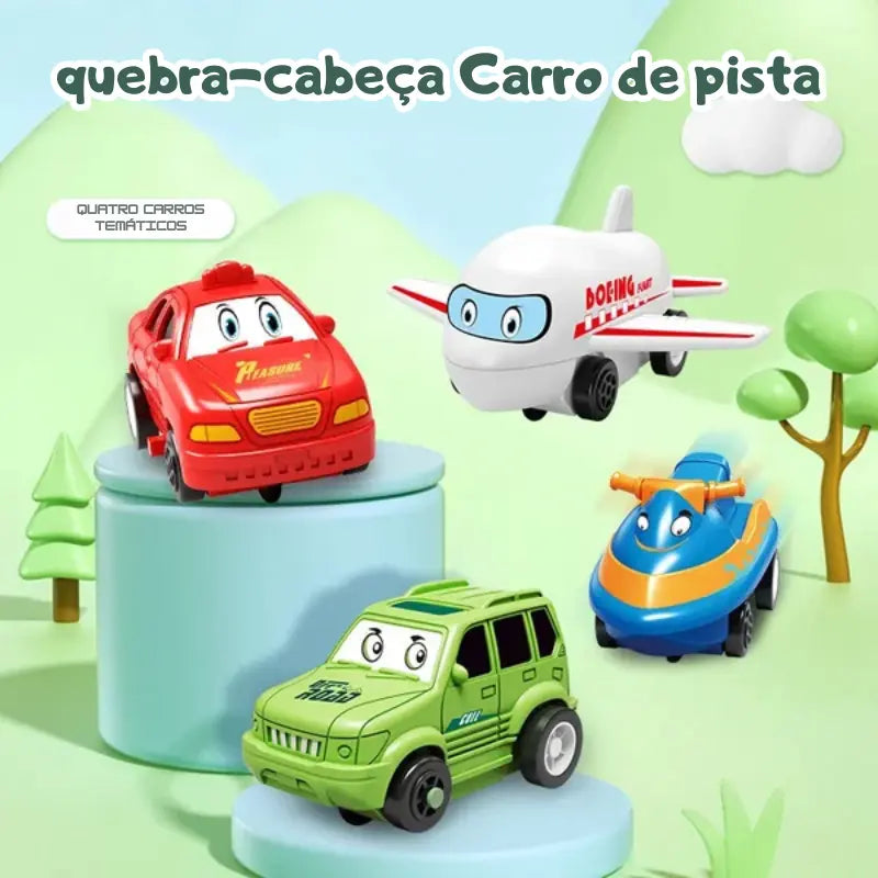 Quebra-cabeça Educacional Infantil - Conjunto Jogo de Carro com Pista