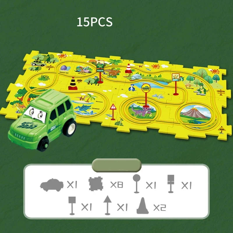 Quebra-cabeça Educacional Infantil - Conjunto Jogo de Carro com Pista