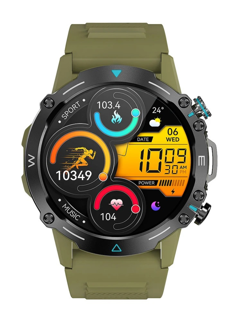 Smartwatch de Titânio à Prova d'Água Onewatch+ verde e multifuncional