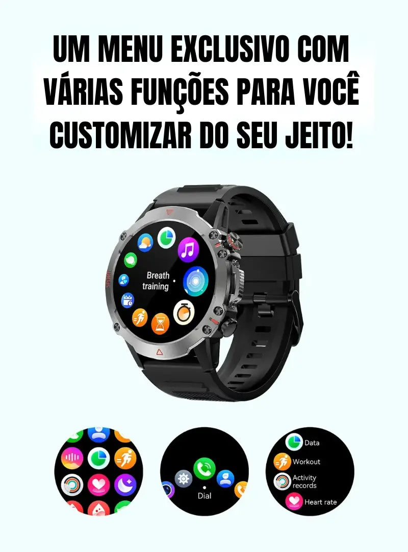 Smartwatch de Titânio à Prova d'Água com várias funções