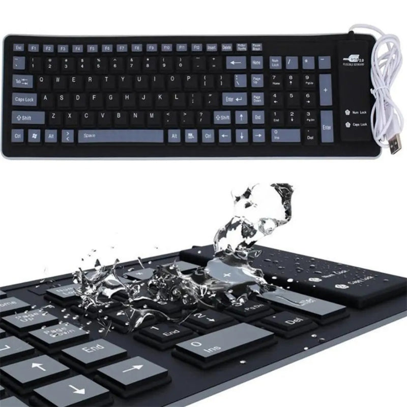 Teclado Portátil Dobrável de Silicone  à prova d'água preto