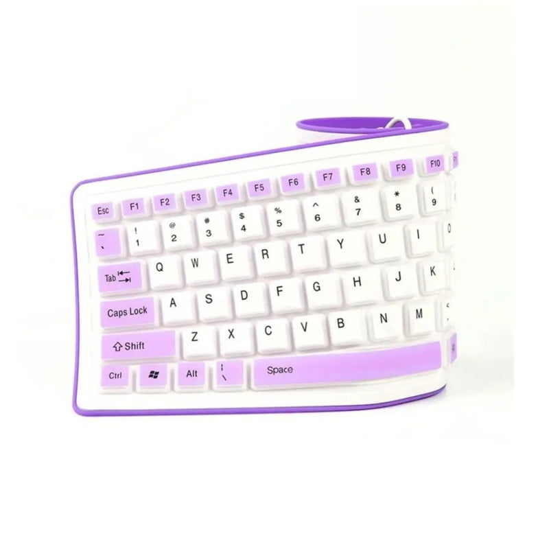 Teclado Portátil Dobrável de Silicone Impermeável roxo