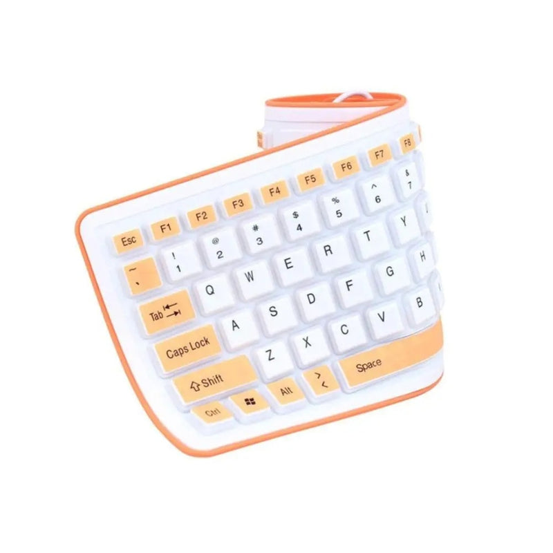 Teclado Portátil Dobrável de Silicone Impermeável laranja