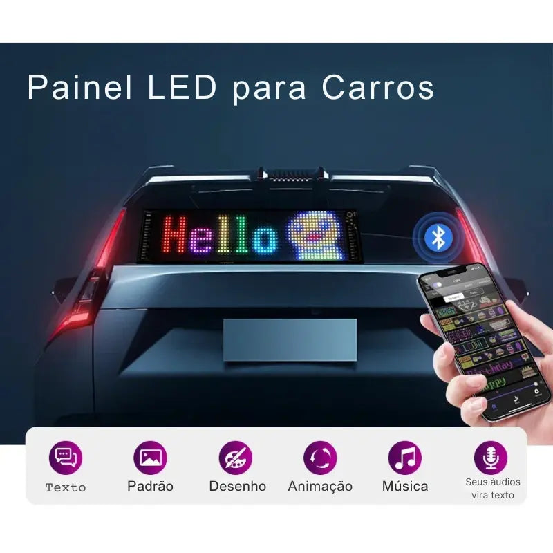 Painel Display para Carro LED À Prova D'Água Bluetooth