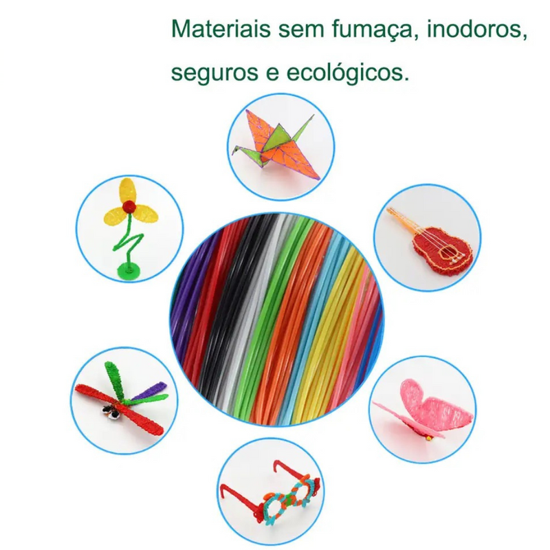 Kit Caneta Impressora 3D Infantil - Caneta 3D Pro