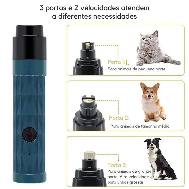 Lixador de Unha Pet Elétrico Silencioso - Lixa Pet+