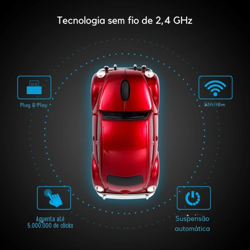 Mouse sem Fio Ergonômico - Fusca VW